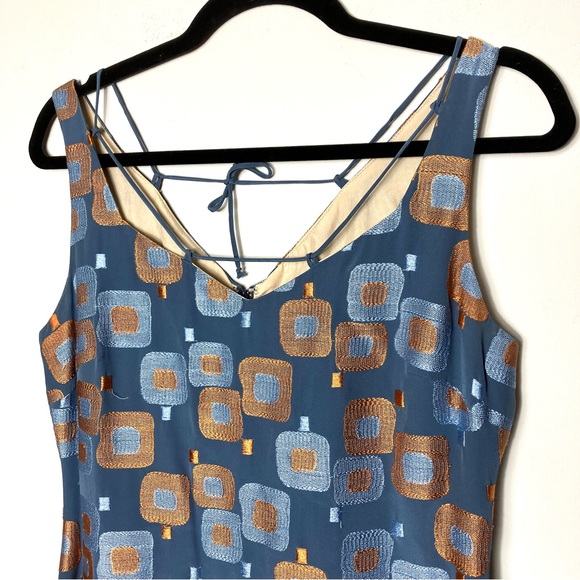 Vintage Tocca Geometric Silk Shift Dress 8 - Picture 3 of 10